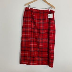 Crazy Horse by Liz Claiborne Checker Red Plaid Brushed Wrap Skirt Size 16